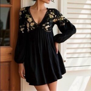J Gee V-Neck Babydoll Long Sleeve dress Whimsigoth Witchy Dark Fairy-Small - NWT
